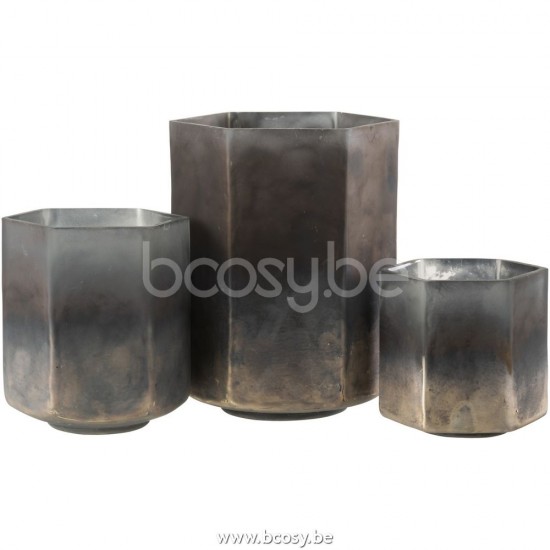 J Line Jline Jolipa 26678 Windlicht Zeshoek Grijs Large