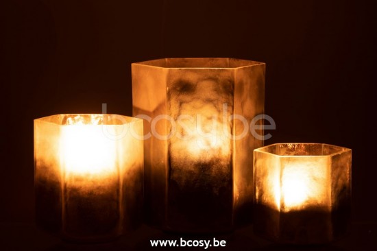 J Line Jline Windlicht Sechseck Grau Large t lichthalter teelichtleuchter teelichte