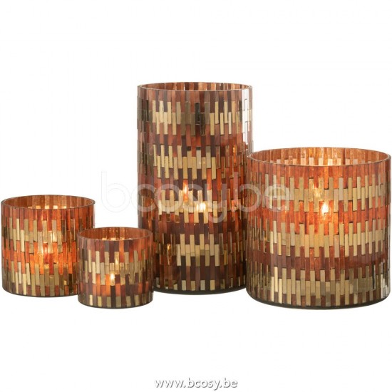 J Line Jline Hurricane Chic Glass Brown Gold Large tea lights holders