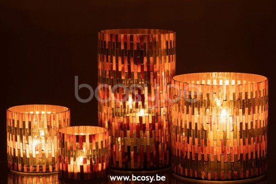 J Line Jline Windlicht Chic Glas Braun Gold Large t lichthalter teelichtleuchter teelichte