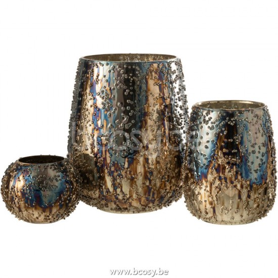 J Line Jline Jolipa 26723 Windlicht Lise Glas Bruin Goud Large