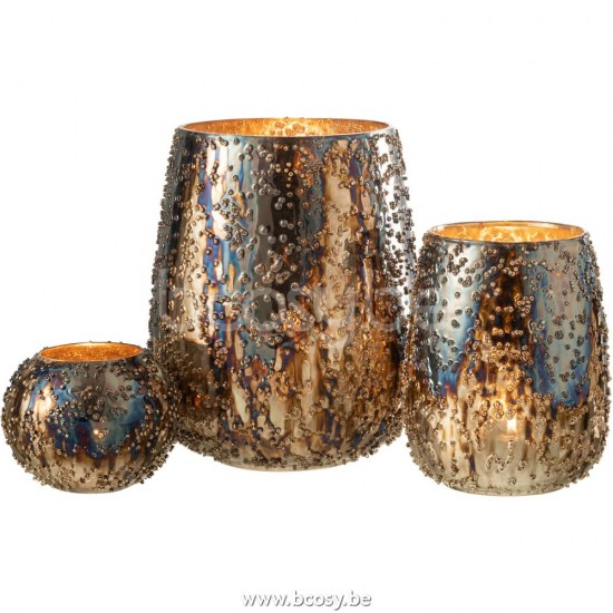 J Line Jline Hurricane Lise Glass Brown Gold Large tea lights holders