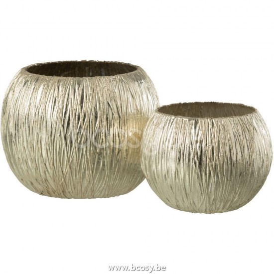 J Line Jline Jolipa 26779 Windlicht Glas Zilver Small