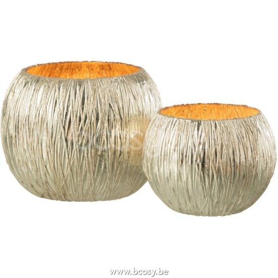 J Line Jline Hurricane Glass Silver Small tea lights holders