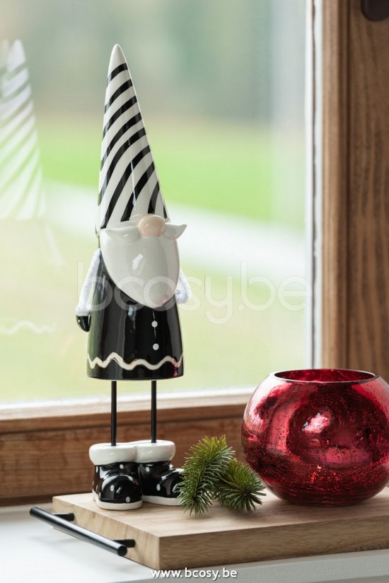 Jline Papa Noel De Pie Lineas Ceramica Negro Blanco Large