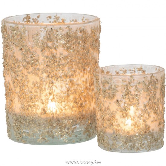J Line Jline Tealight Holder Glitter Champagne Large tea lights holders