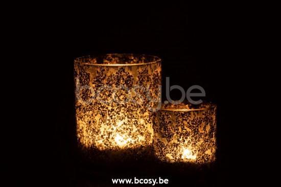 J Line Jline Teelichthalter Feinsteine Glas Grau Grün Large t lichthalter teelichtleuchter teelichte