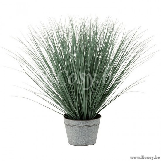 gazon décoratif Jolipa Jline Herbes En Pot Metal Plastique Bleu Vert Large