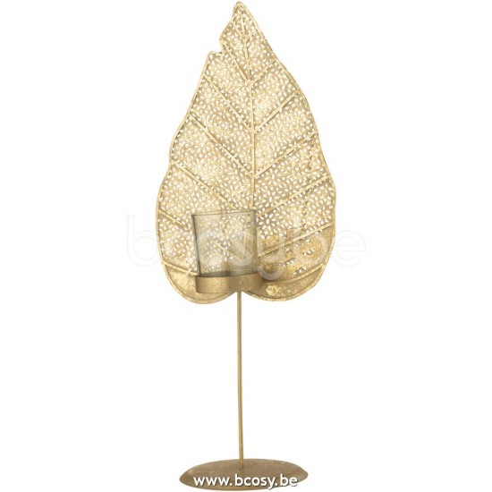 J Line Jline Jolipa 27470 T Lichthouder Blad Metaal Goud Large