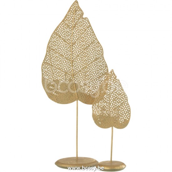 J Line Jline Tealight Holder Leaf Metal Gold Large tea lights holders