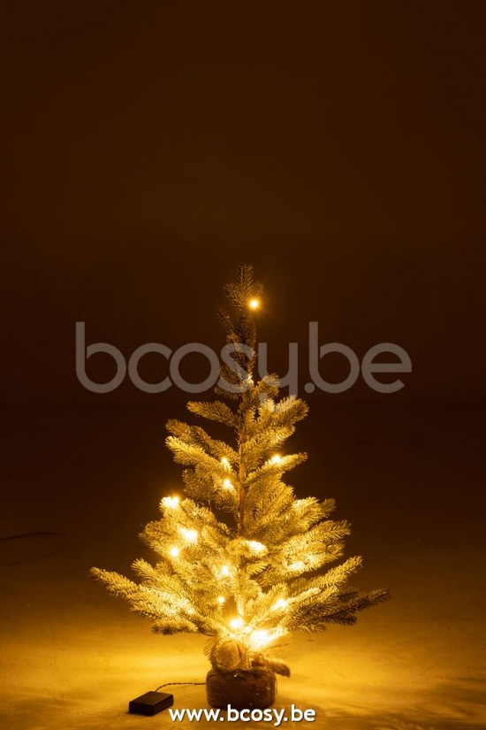 arbres decos Jolipa J Line Jline Sapin De Noel Enneige Led Piles En Pot Ju Plastique Vert Medium