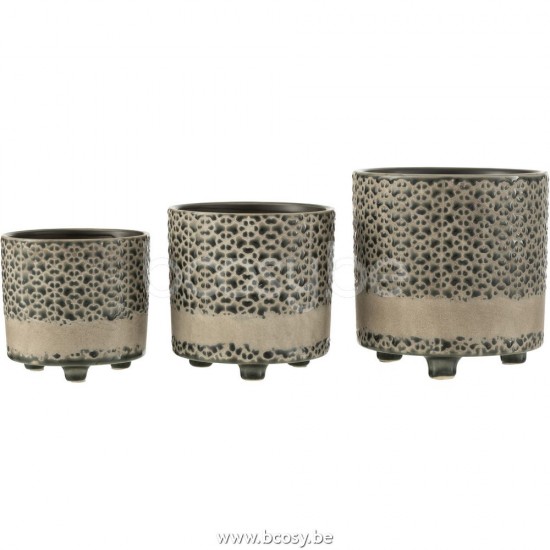 cachepots de fleur Jolipa J Line Jline Cachepot Mosaique Ceramique Gris Bleu Large