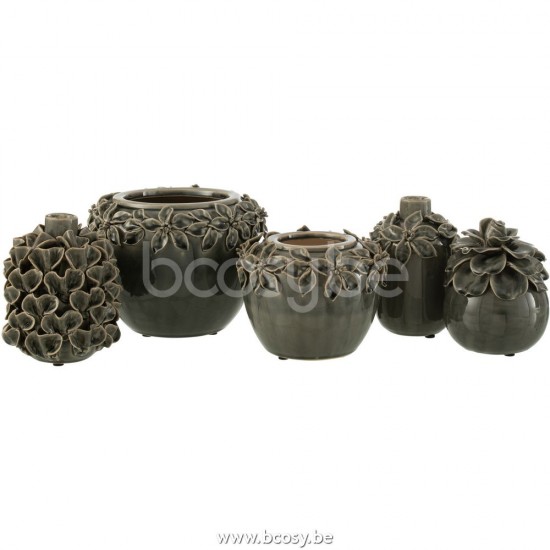 cachepots de fleur Jolipa J Line Jline Cachepot Fleur Ceramique Gris Large