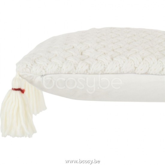coussins Jolipa J Line Jline Coussin Crochet Frange Acryl Blanc