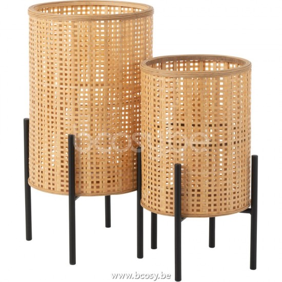 J Line Jline Lantern On Foot Bamboo Natural Small lanterns hurricanes