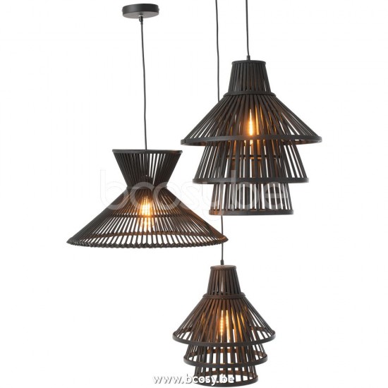 J Line Jline Hanging Lamp Layers Bamboo Black Small Suspensions pendant lights Suspended Overhead Lights Lamps