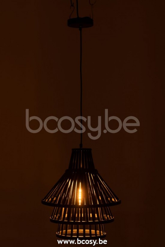 lampes suspendues suspensions pendantes Jolipa J Line Jline Suspension Luminaire A Couche Bamboo Noir Medium