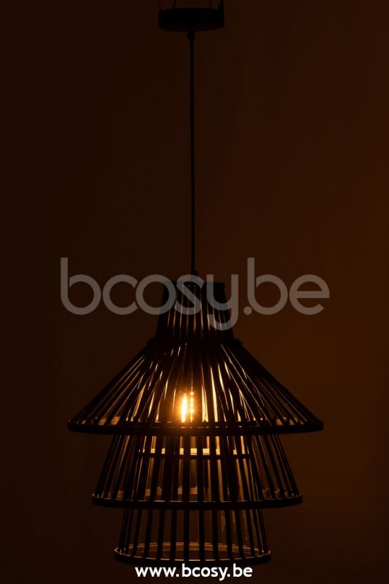 lampes suspendues suspensions pendantes Jolipa J Line Jline Suspension Luminaire A Couche Bamboo Noir Large