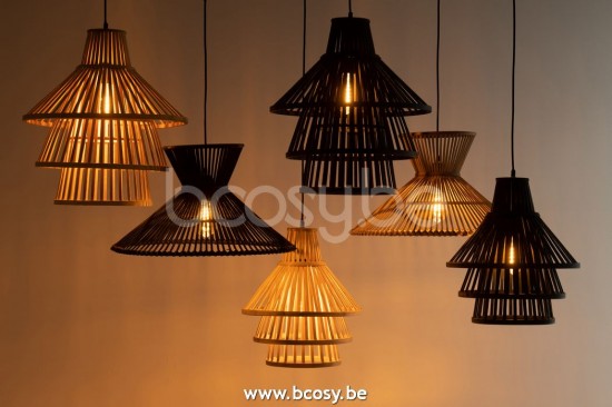 J Line Jline Jolipa 28738 Hanglamp Lagen Bamboo Zwart Large