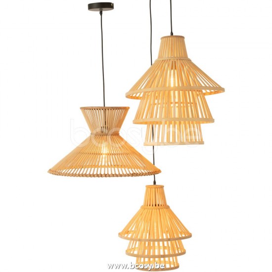 J Line Jline Hanging Lamp Layers Bamboo Natural Small Suspensions pendant lights Suspended Overhead Lights Lamps