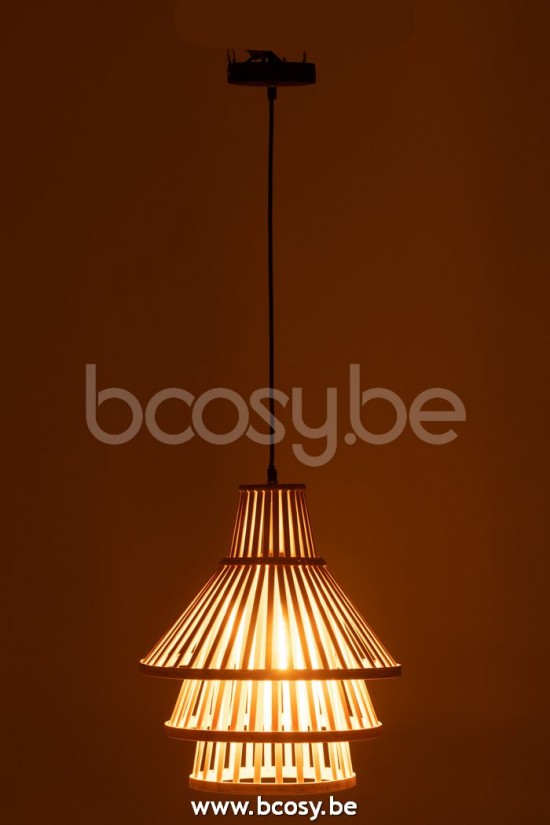 lampes suspendues suspensions pendantes Jolipa J Line Jline Suspension Luminaire A Couche Bamboo Naturel Medium