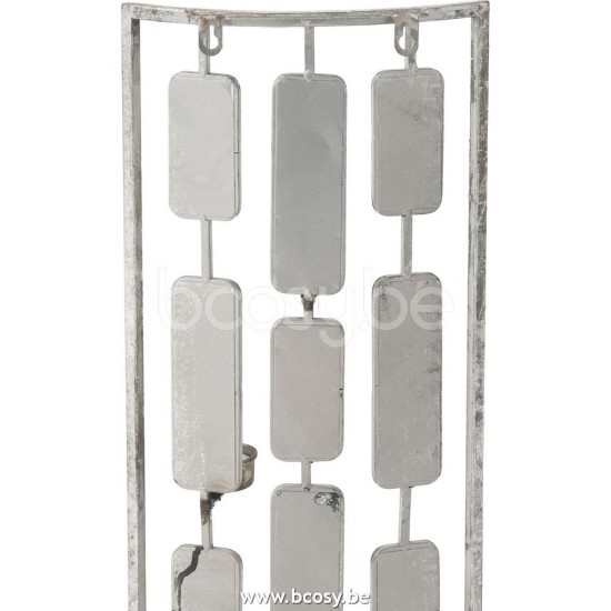 J Line Jline Jolipa 28752 Wanddeco Theelichthouder Metaal Spiegel Grijs Small