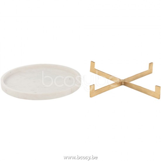 plats Jolipa J Line Jline Plateau Marbre Base Metal Gris Champagne