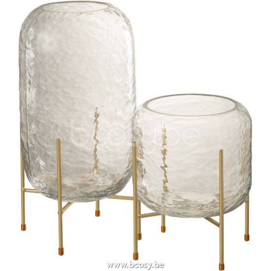 J Line Jline Jolipa 28869 Vaas Rond Op Voet Glas Transparant Large