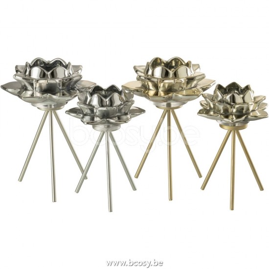 J Line Jline Tealight Holder On Foot Flower Glass Grey Large tea lights holders