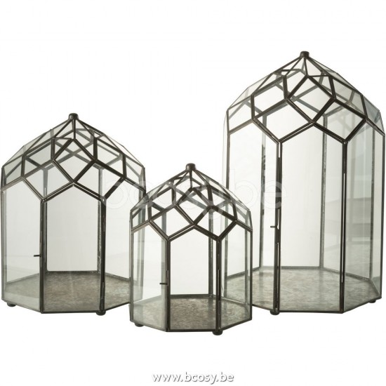 cachepots de fleur Jolipa J Line Jline Terrarium Verre Metal Noir Large