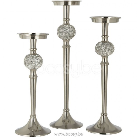 chandeliers candélabres Jolipa J Line Jline Bougeoir Sur Pied Diamant Sphere Aluminium Argent Medium