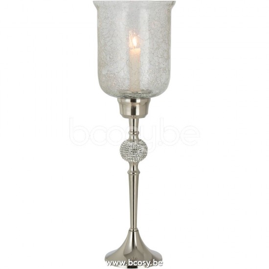lanternes photophores Jolipa J Line Jline Photophore Sur Pied Diamant Sphere Aluminium Verre Argent Craquee