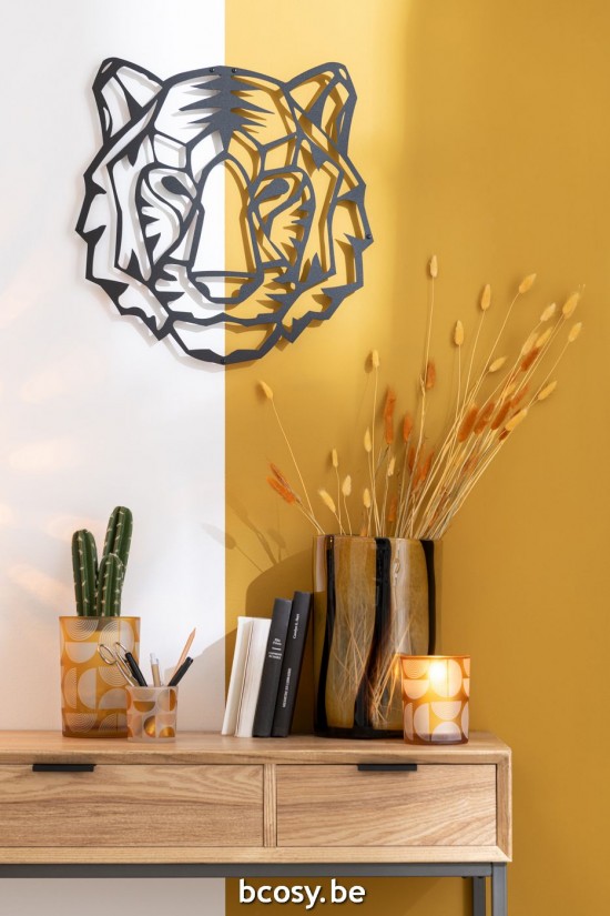 Jline Decoración De Pared Tigre Metal Negro.