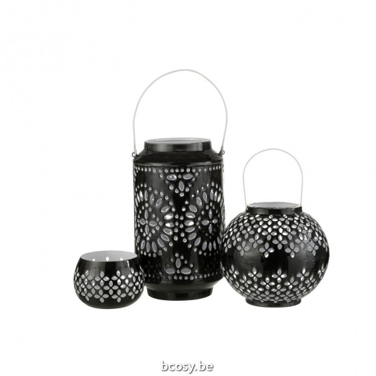 Jline Lantaarn Hoog Geperforeerd Ijzer Zwart.