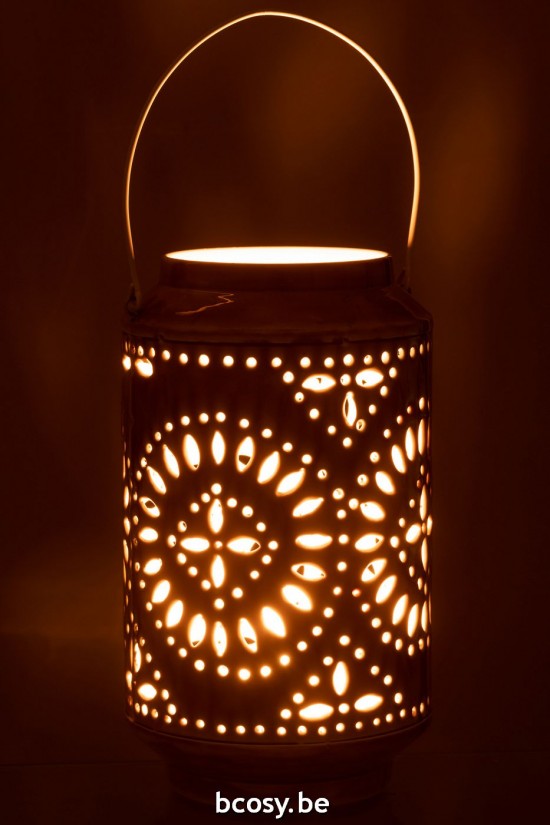 J Line lanternes photophores Jolipa Lanterne Haute Perfore Fer Ochre.