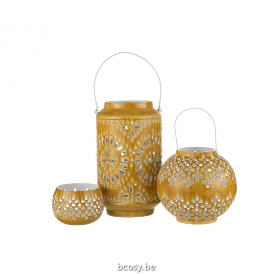 Jline Lantaarn Hoog Geperforeerd Ijzer Oker.