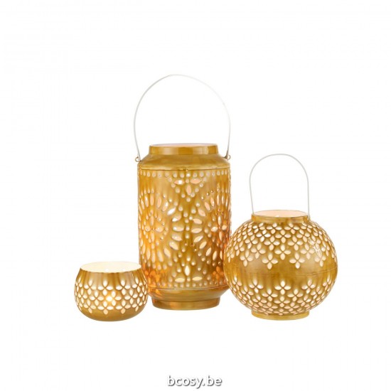 J Line Lantern High Perforated Iron Ochre lanterns.