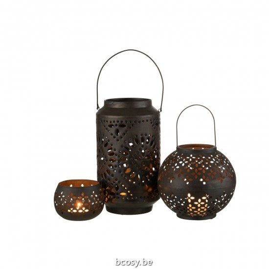 J Line Lantern High Perforated Iron Black Matte lanterns.
