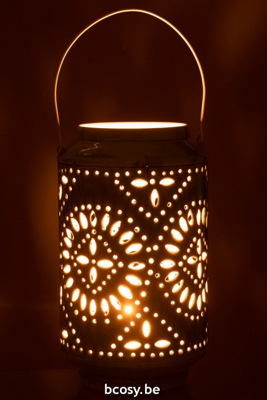 J Line lanternes photophores Jolipa Lanterne Haute Perfore Fer Bleu.