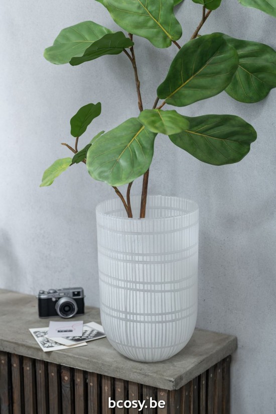 Jline Jarrón Cristal Blanco Vidrio Redondo.