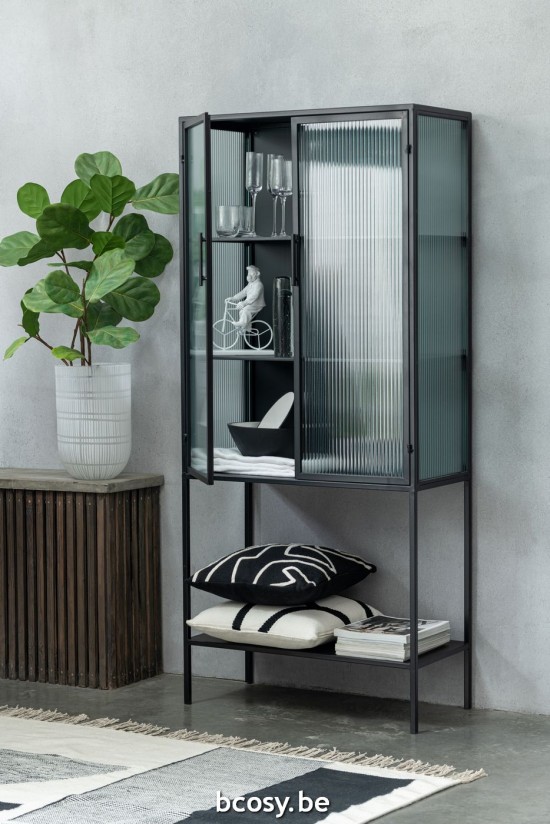 J Line Vaso Rotondo Tagliato Vetro Bianco Jarrón Cristal Blanco Vidrio Redondo.