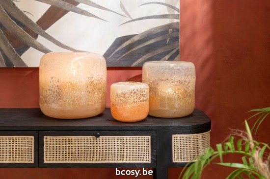 Jline Jarrón Opi Vidrio Marrón Beige Small.