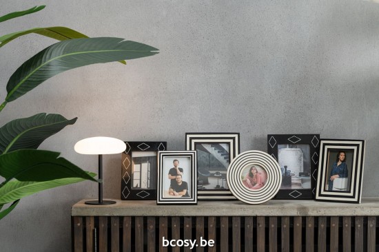 Jline Marco De Fotos Rectangulo Estampado Resina Negro Blanco Small.