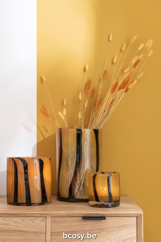 Jline Fotóforo Lineas Safari Vidrio Negro Marrón Medium.