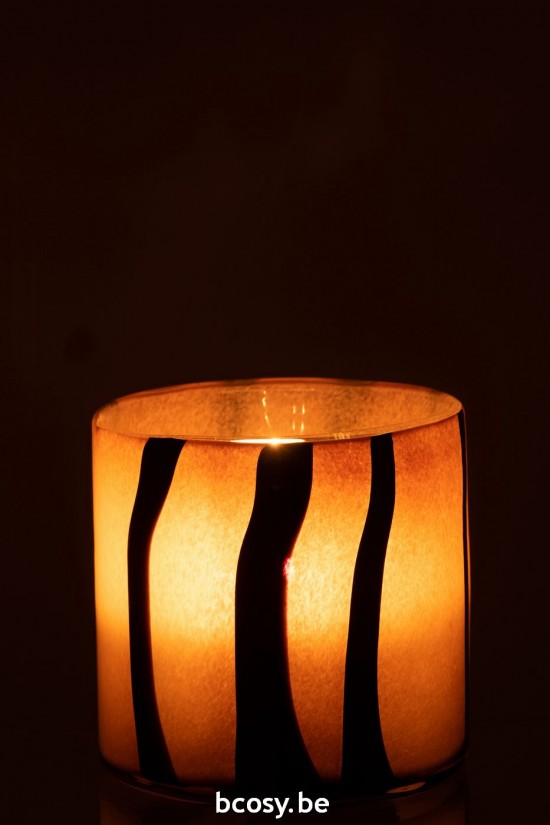 J Line photophores Jolipa Photophore Lignes Safari Verre Noir Marron Medium.