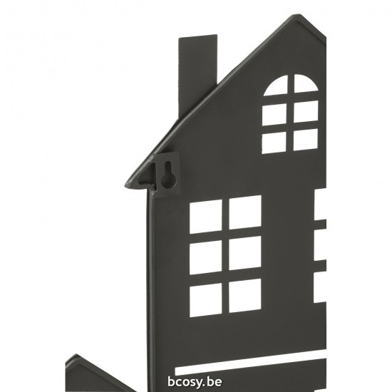 J Line sculpture murale Sculptures murales Jolipa Decoration Murale Pot De Fleur Maison Metal Noir Large.