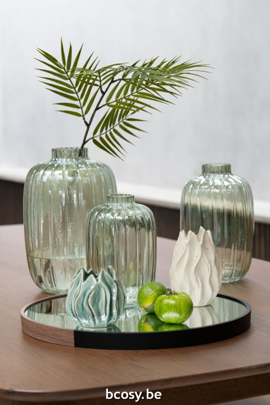 Jline Vase Lines Glass Green Large.