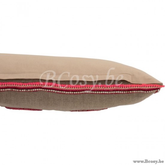 coussins Jolipa Jline Coussin Rectangulaire 3 Miroirs Jute Naturel Rose