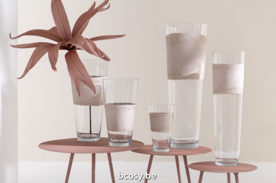 Jline Vase Delph Glass Transparent Beige Extra Small.