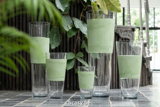 Jline Vase Delph Glass Transparent Green Extra Large.